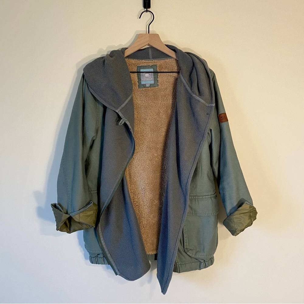 Rip Curl Fleece Lined Green Midweight Jacket Size L